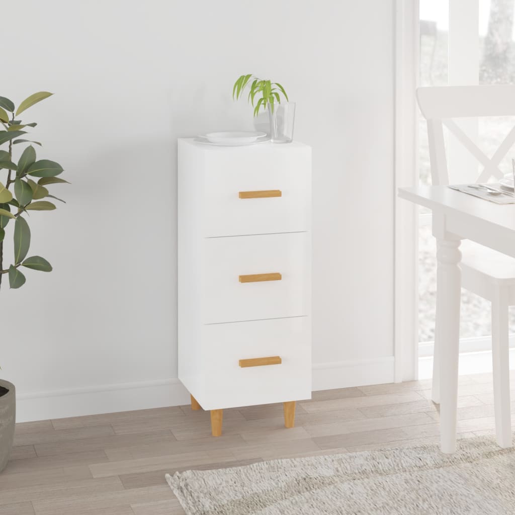 vidaXL Buffet Blanc brillant 34,5x34x90 cm Bois d'ingénierie