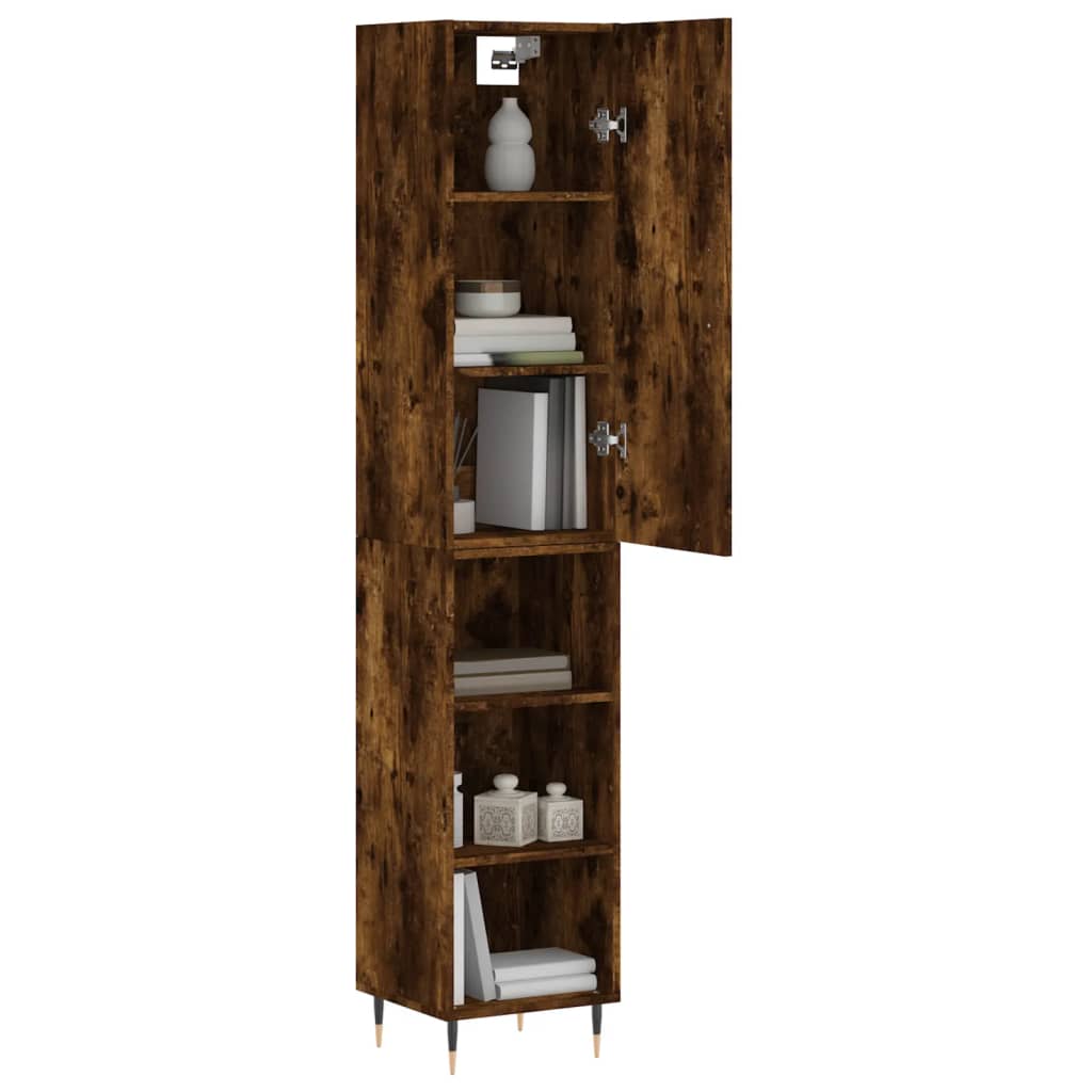 vidaXL Buffet haut Chêne fumé 34,5x34x180 cm Bois d'ingénierie