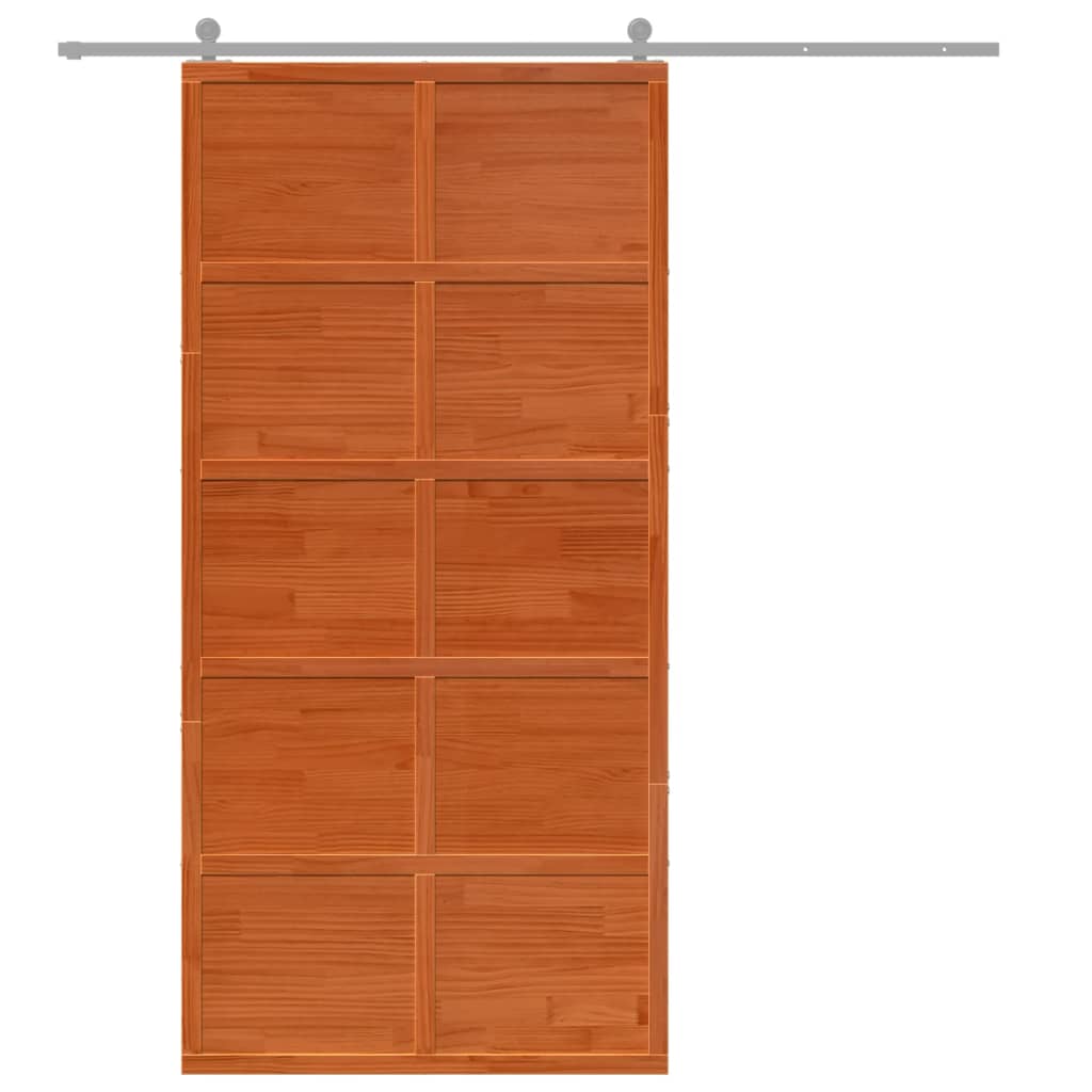 vidaXL Porte de grange marron cire 100x208 cm bois massif de pin