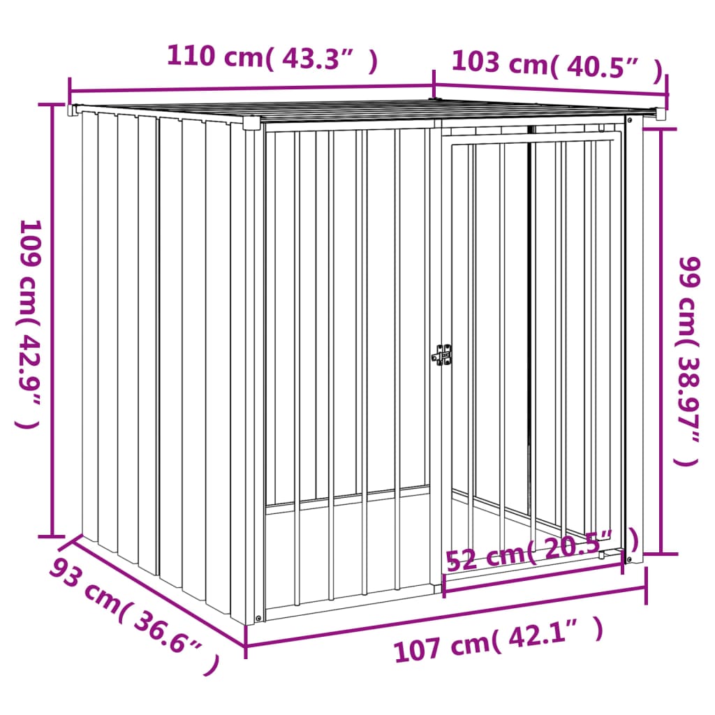 vidaXL Niche pour chien avec toit noir 110x103x109 cm acier galvanisé