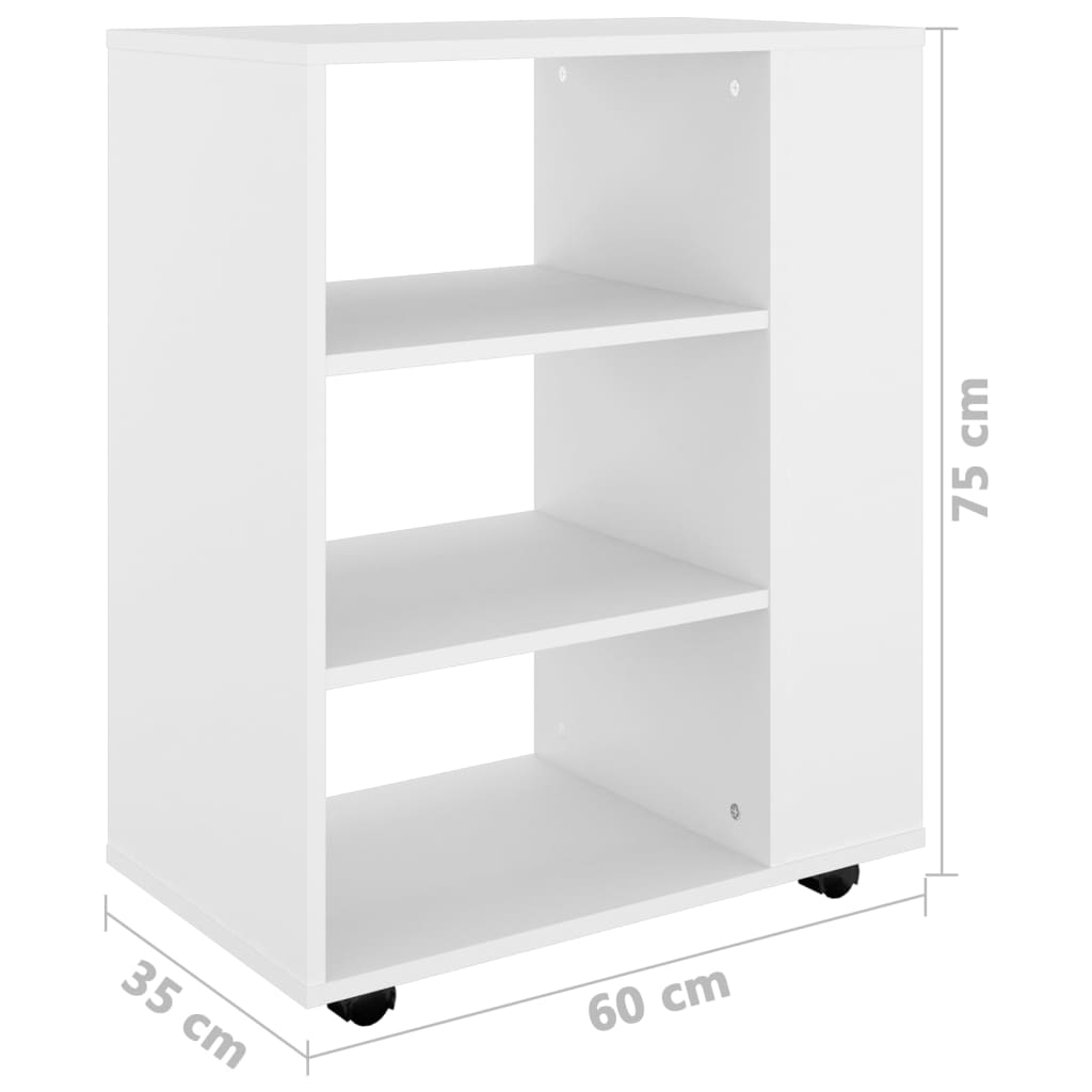 vidaXL Armoire à roulettes Blanc 60x35x75 cm Bois d’ingénierie