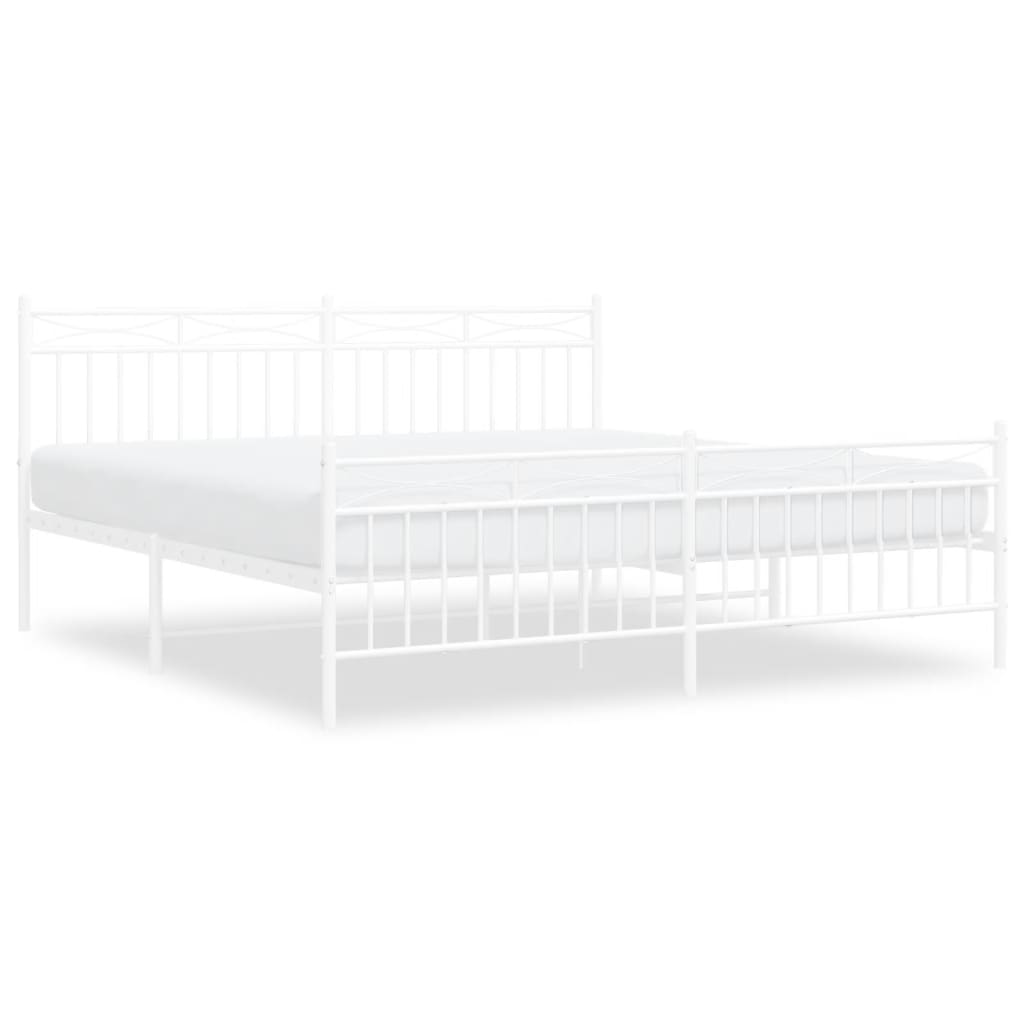 vidaXL Cadre de lit métal sans matelas et pied de lit blanc 180x200 cm