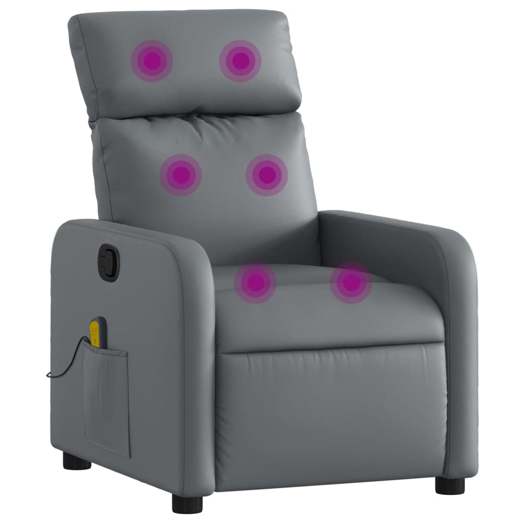 vidaXL Fauteuil de massage inclinable Gris Similicuir