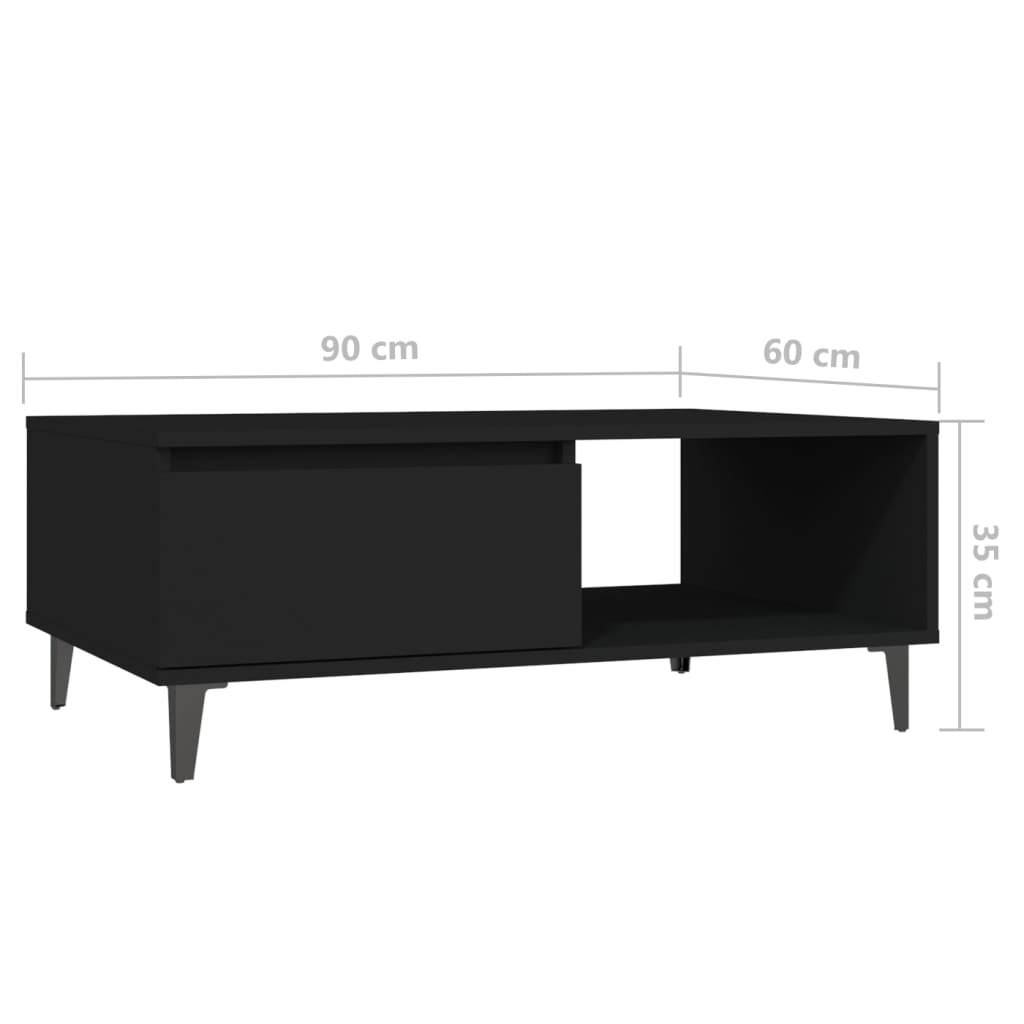 vidaXL Table basse Noir 90x60x35 cm Aggloméré