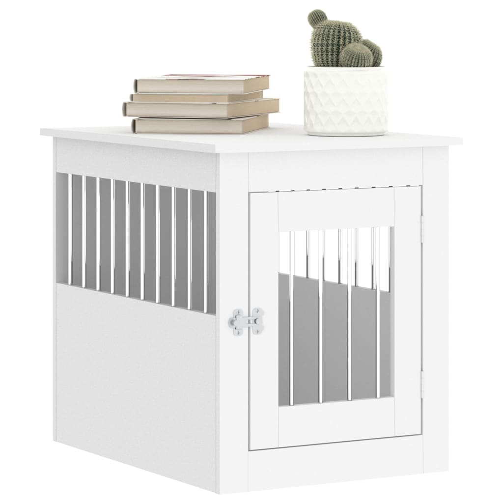 vidaXL Meuble de cage pour chiens blanc 55x75x65 cm bois d'ingénierie