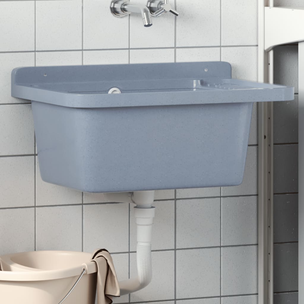 vidaXL Lavabo pour montage murale gris 60x40x28 cm résine