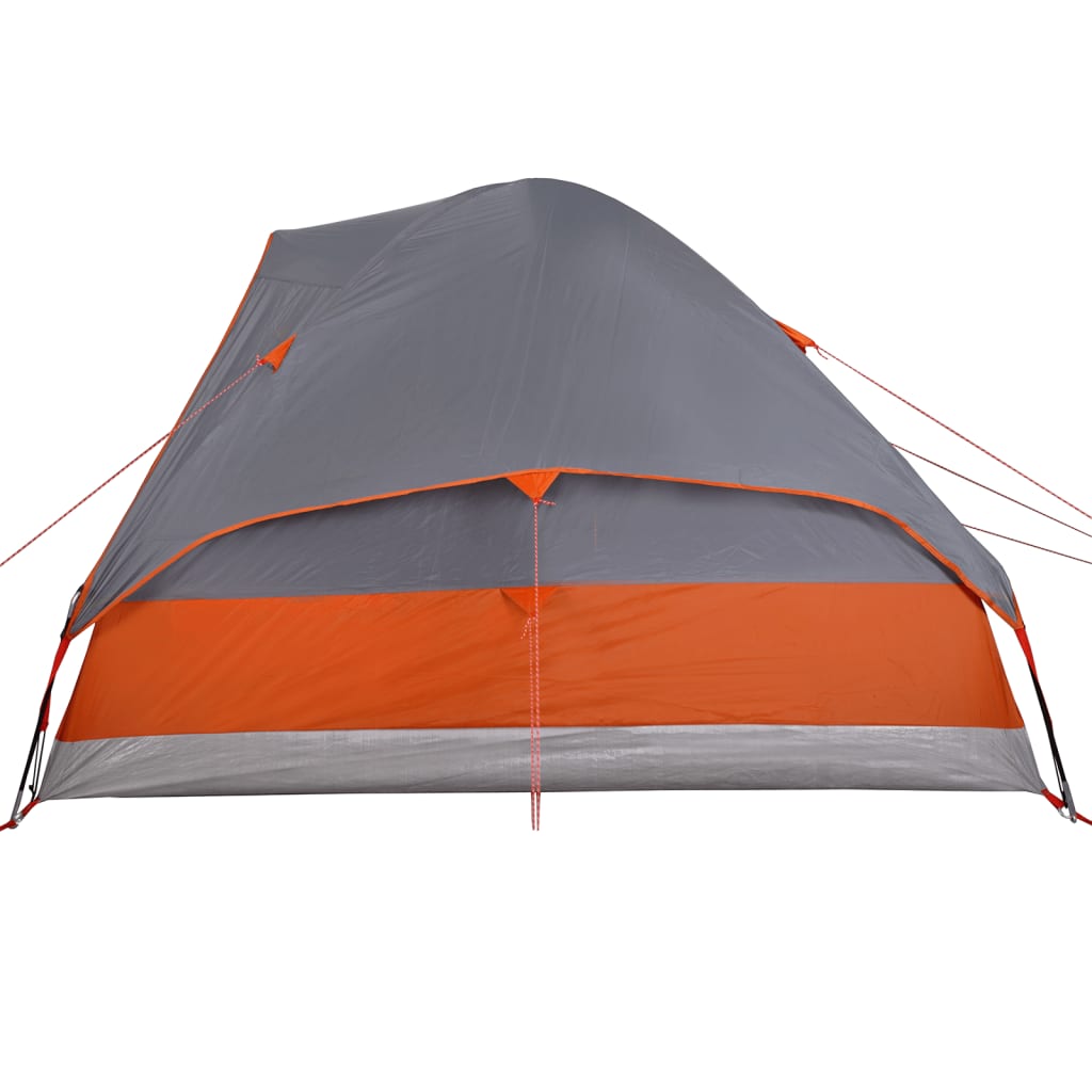 vidaXL Tente familiale à dôme 6 personnes gris et orange imperméable