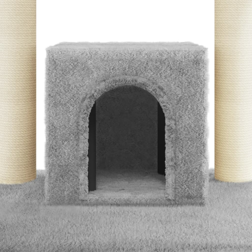 vidaXL Arbre à chat avec griffoirs en sisal Gris clair 110 cm