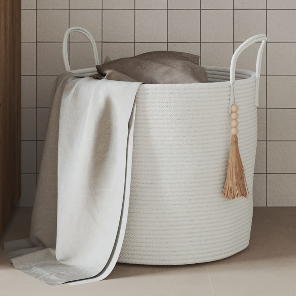 vidaXL Panier de rangement blanc Ø40x35 cm coton