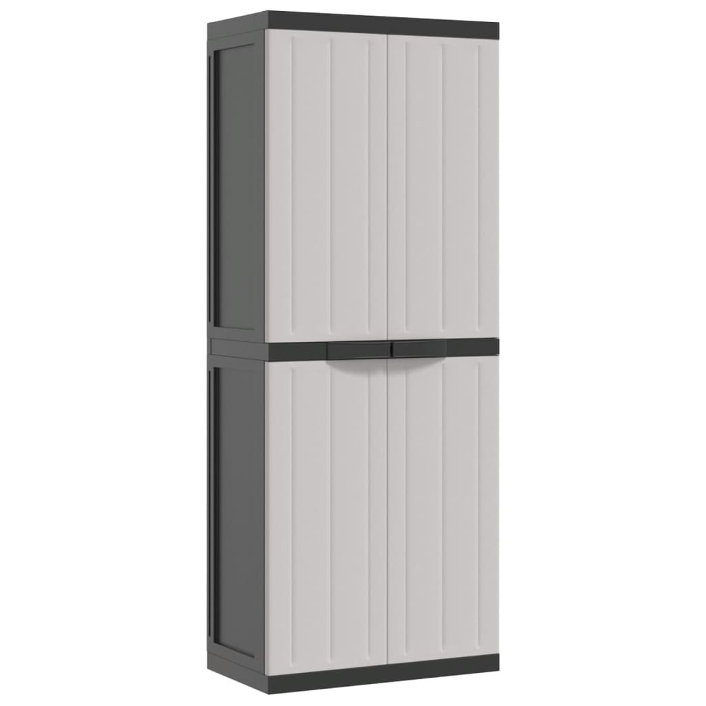 vidaXL Armoire de rangement d'extérieur gris et noir 65x37x165 cm PP