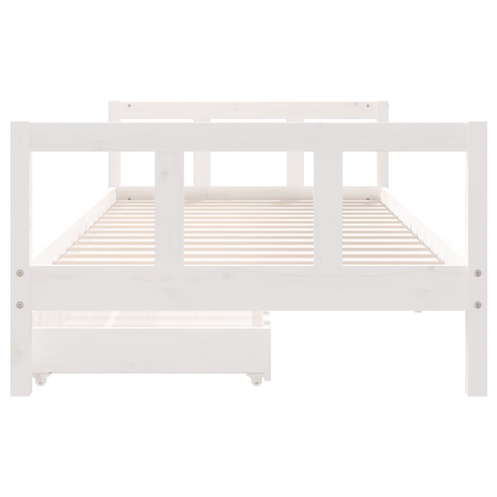 vidaXL Cadre de lit enfant tiroirs blanc 90x200 cm bois de pin massif