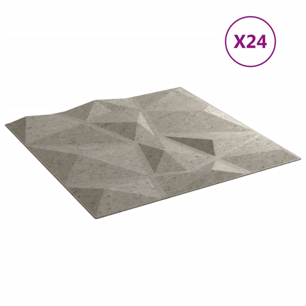 vidaXL Panneaux muraux 24 pcs gris béton 50x50 cm XPS 6 m² losange