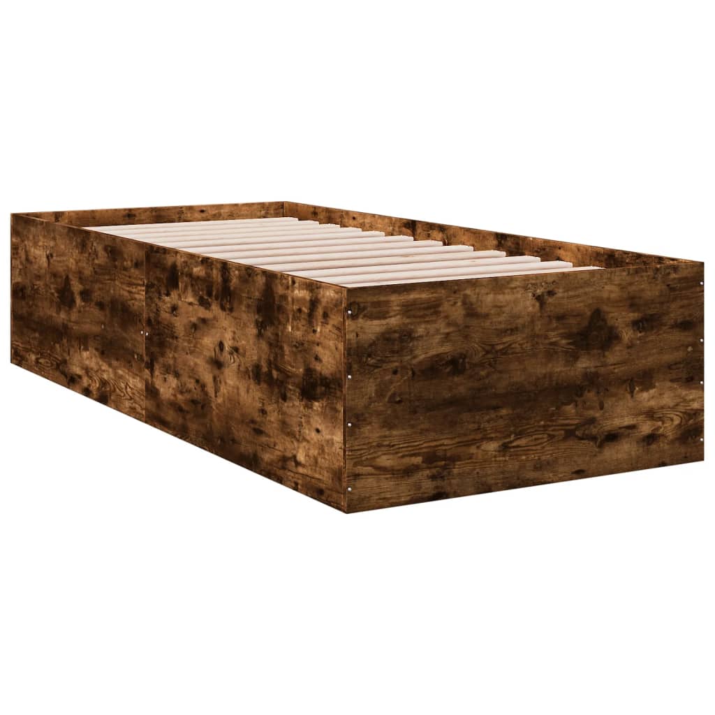 vidaXL Cadre de lit chêne fumé 90x200 cm bois d'ingénierie