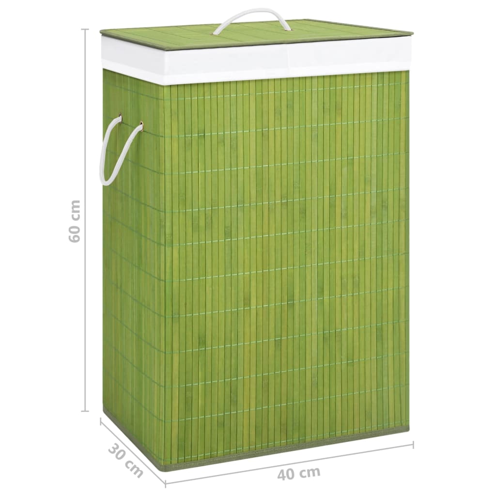 vidaXL Panier à linge avec 2 sections bambou vert 72 L