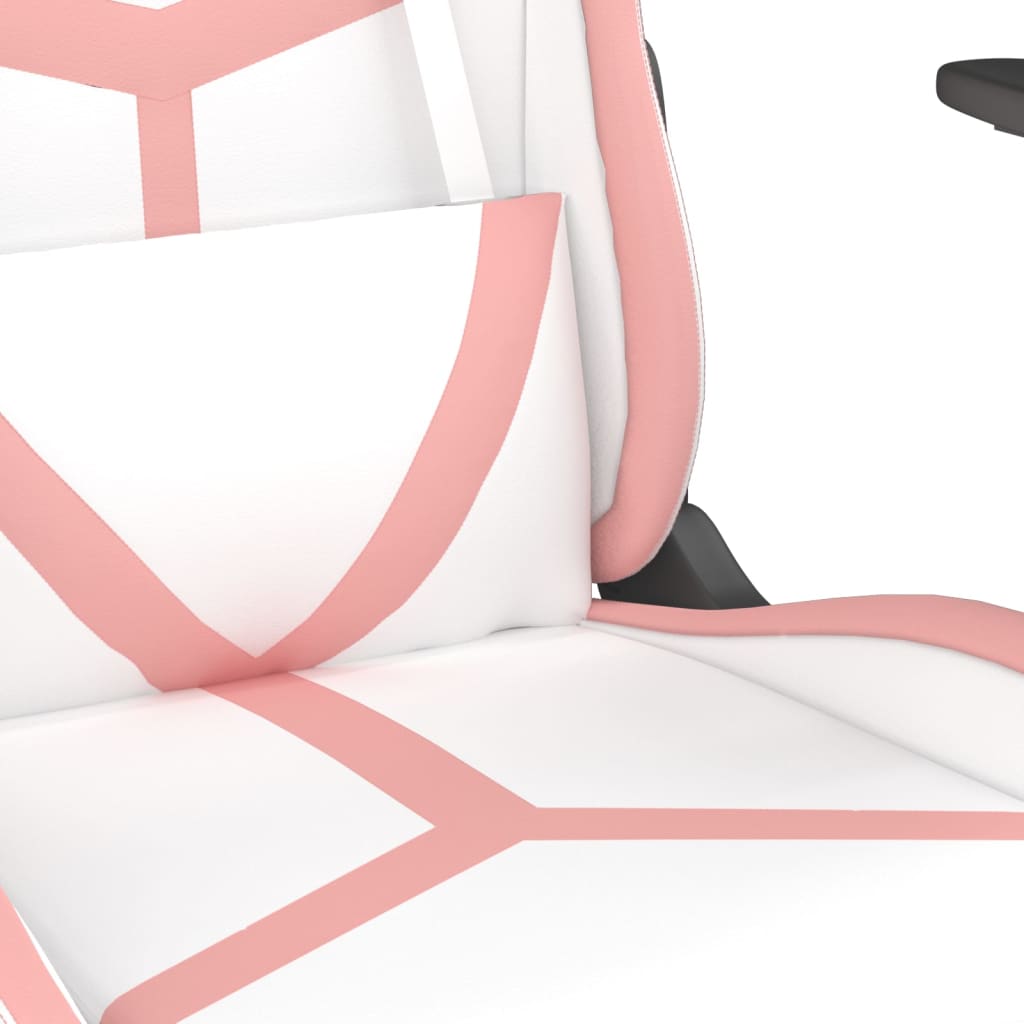 vidaXL Chaise de jeu de massage avec repose-pied Blanc&Rose Similicuir