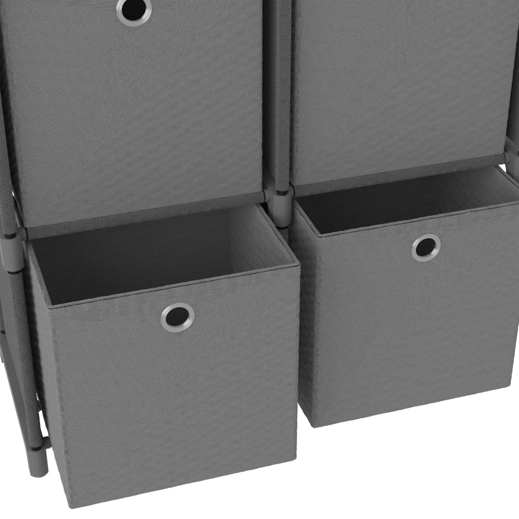vidaXL Étagère d'affichage 6 cubes et boîtes Gris 103x30x72,5 cm Tissu