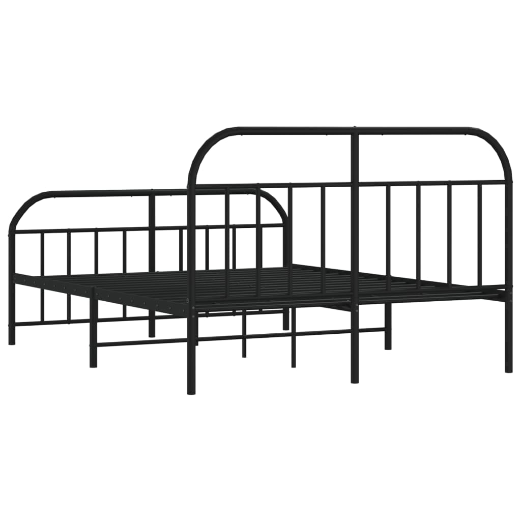 vidaXL Cadre de lit métal sans matelas avec pied de lit noir 135x190cm