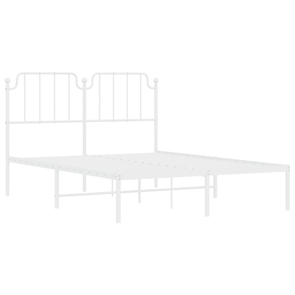 vidaXL Cadre de lit métal sans matelas et tête de lit blanc 135x190 cm