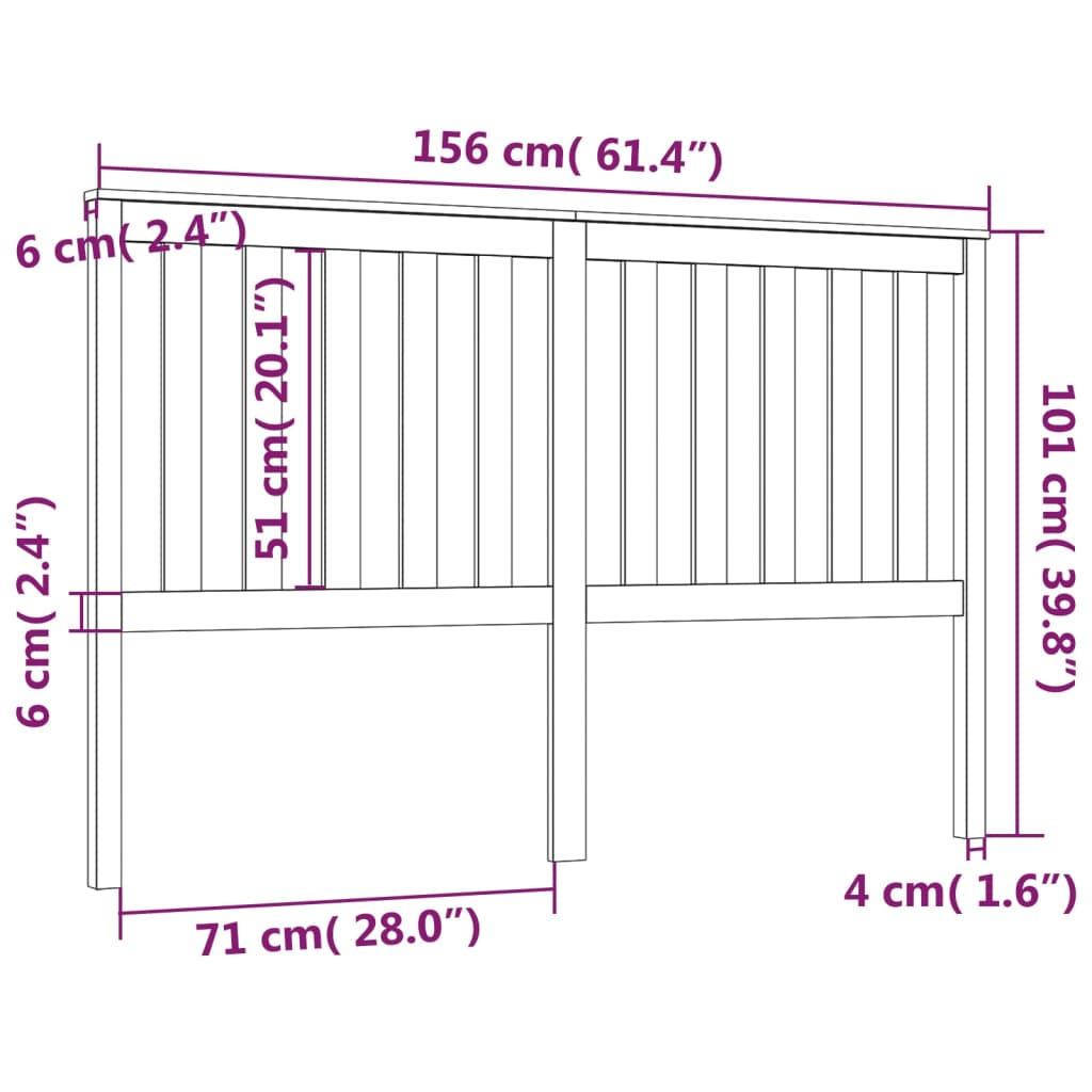 vidaXL Tête de lit Blanc 156x6x101 cm Bois massif de pin