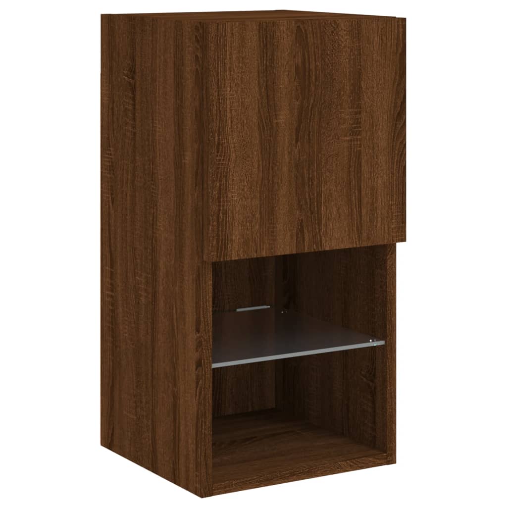 vidaXL Meubles TV avec lumières LED 2 pcs chêne marron 30,5x30x60 cm