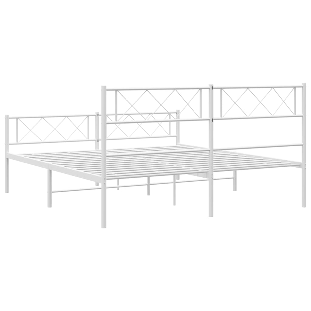 vidaXL Cadre de lit métal sans matelas et pied de lit blanc 160x200 cm