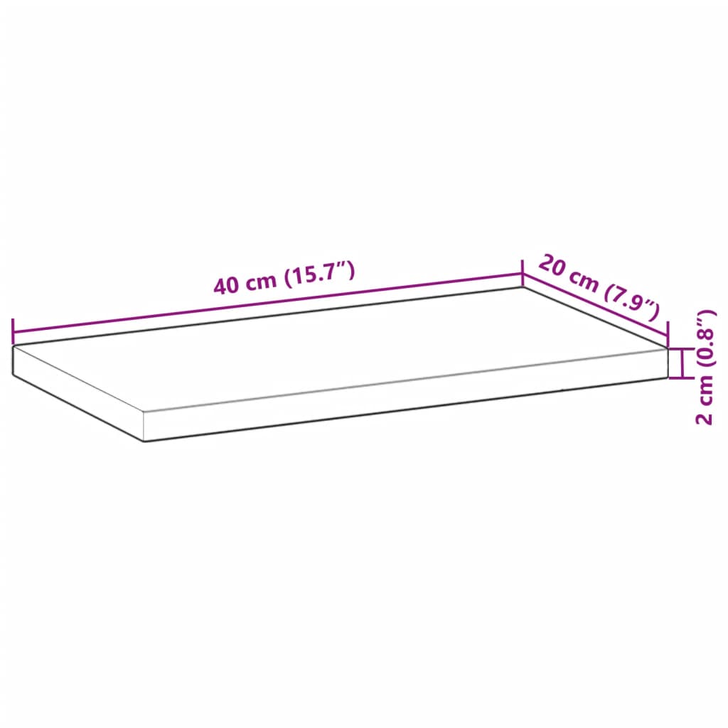 vidaXL Dessus de table rectangulaire 40x20x2 cm bois massif d'acacia