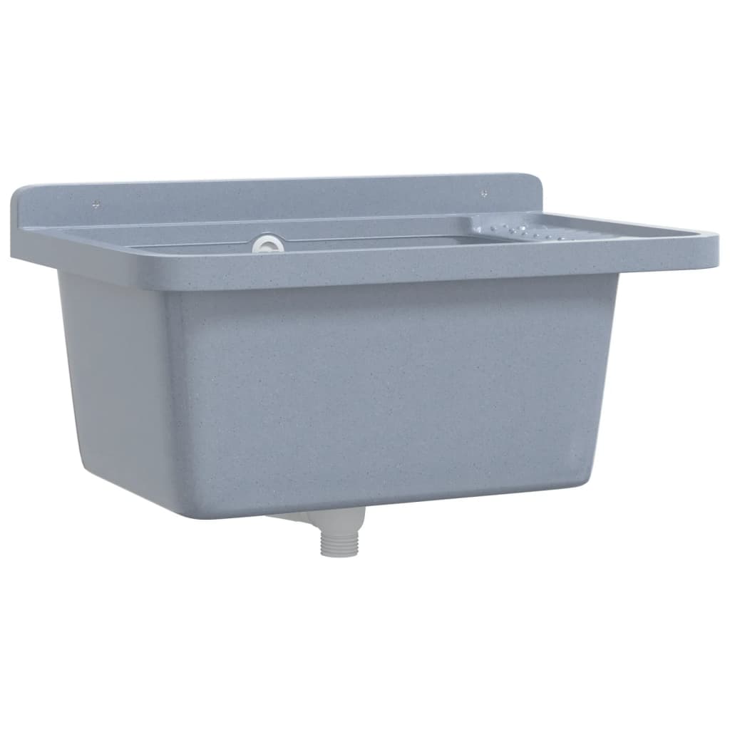 vidaXL Lavabo pour montage murale gris 60x40x28 cm résine