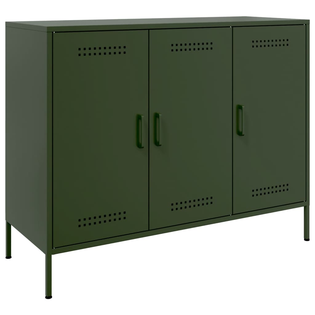 vidaXL Buffet vert olive 100,5x39x79 cm acier laminé à froid