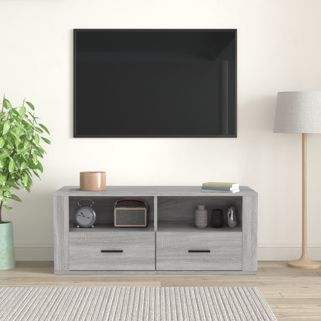 vidaXL Meuble TV Sonoma gris 100x35x40 cm Bois d'ingénierie