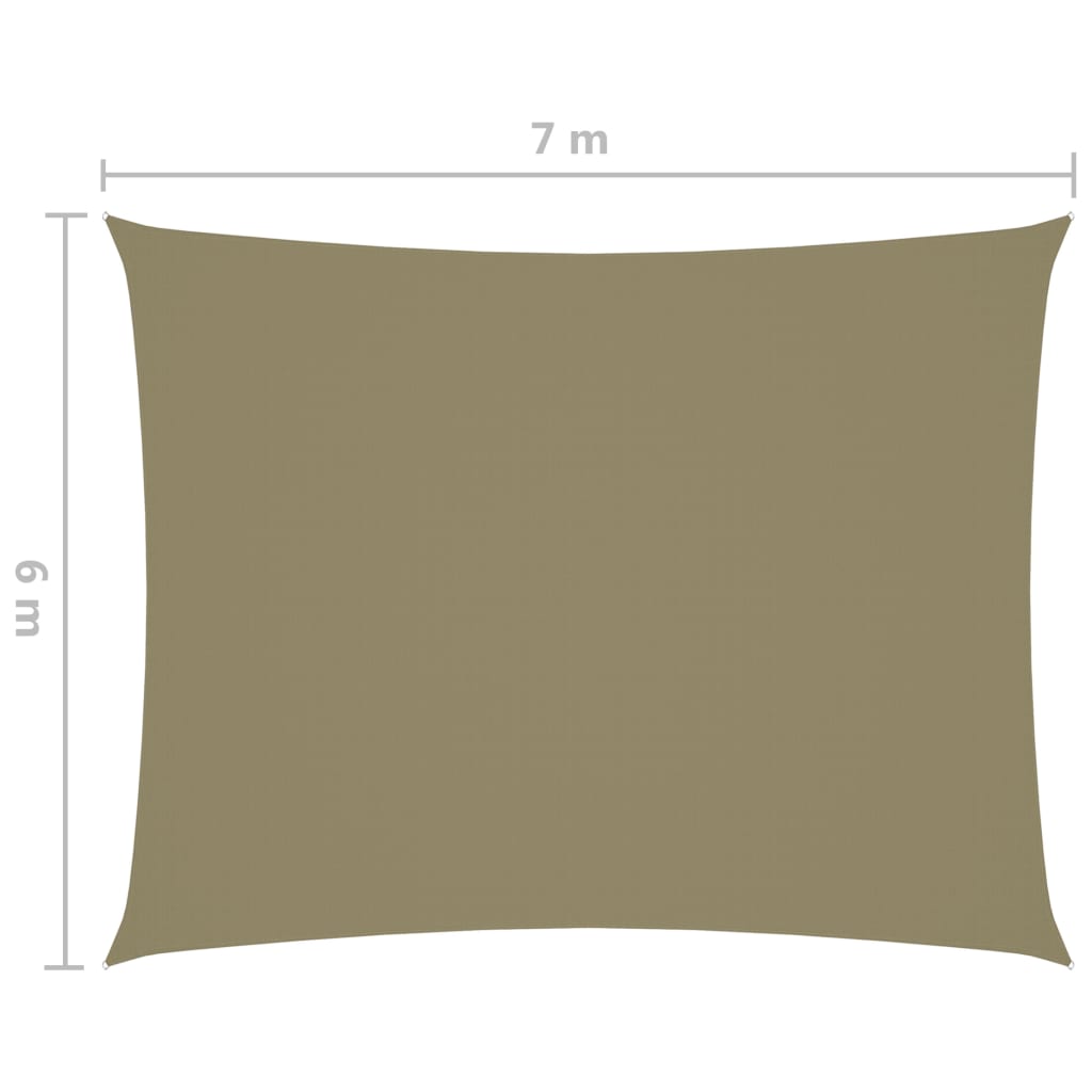 vidaXL Voile de parasol tissu oxford rectangulaire 6x7 m beige