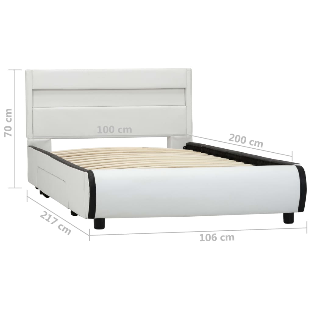 vidaXL Cadre de lit avec LED Blanc Similicuir 100 x 200 cm