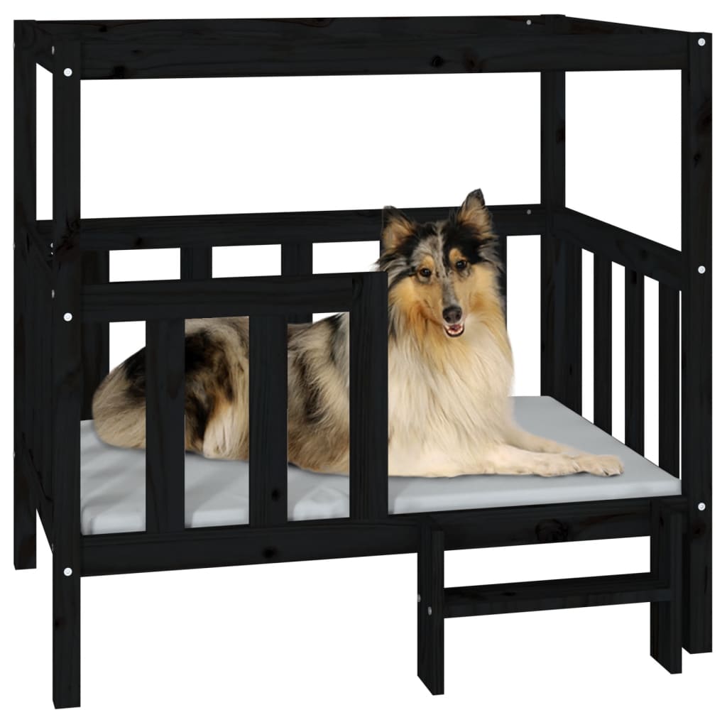 vidaXL Lit pour chien Noir 105,5x83,5x100 cm Bois de pin solide