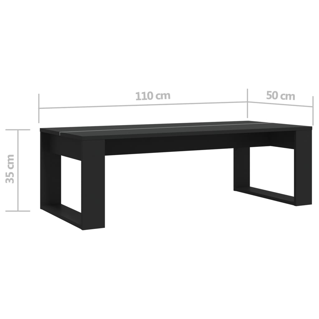 vidaXL Table basse Noir 110x50x35 cm Bois d'ingénierie