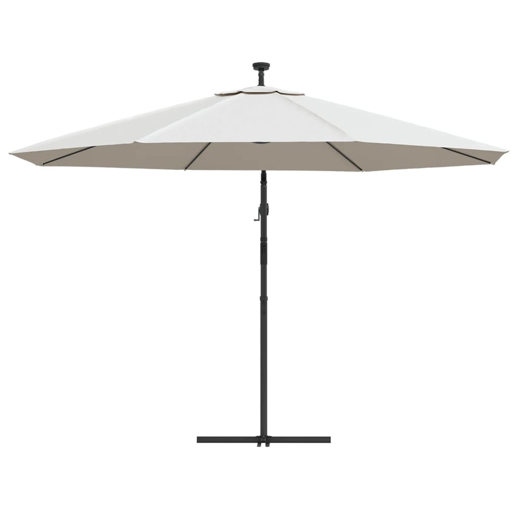 vidaXL Parasol de jardin en porte-à-feux et lumières LED mât en métal