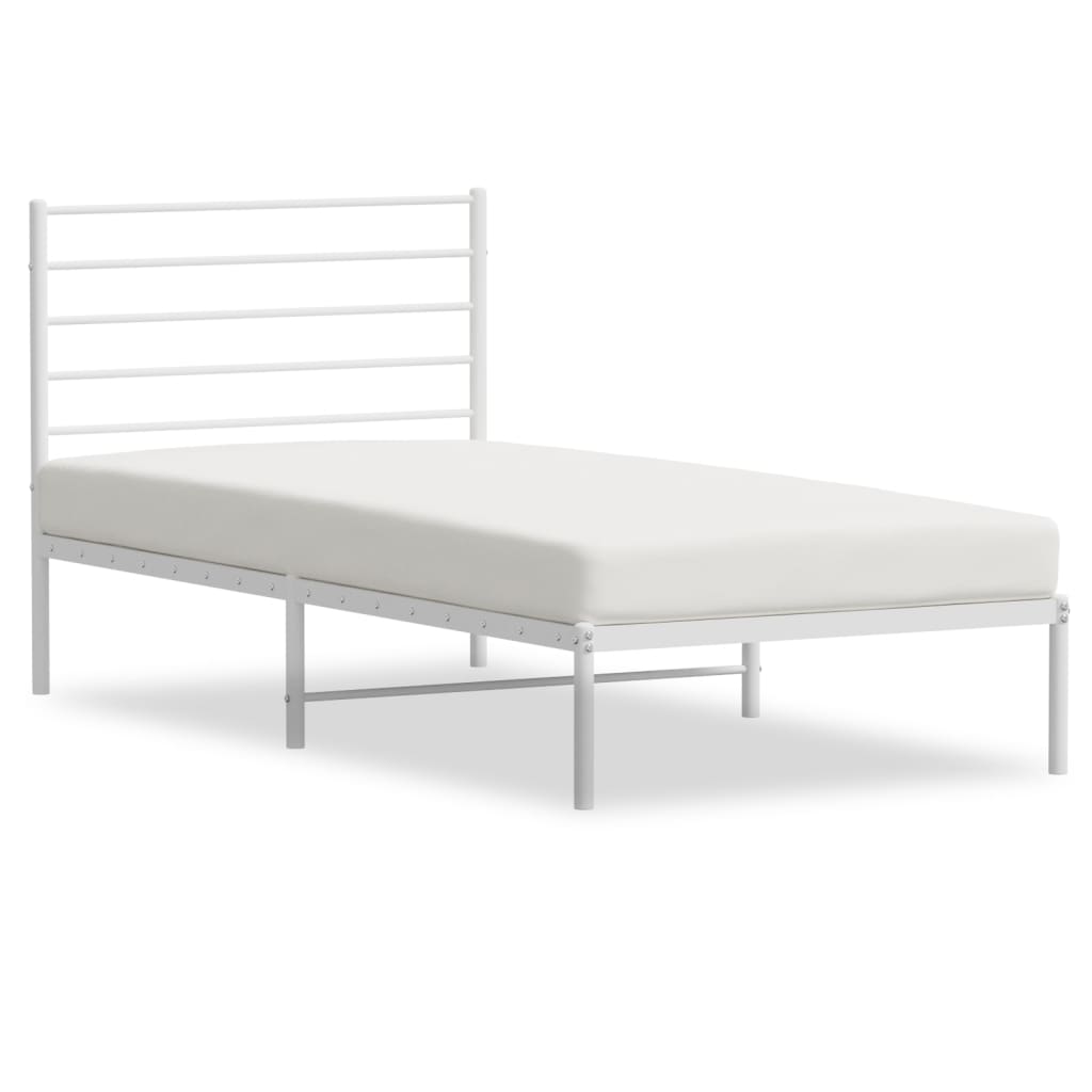 vidaXL Cadre de lit métal sans matelas et tête de lit blanc 100x190 cm