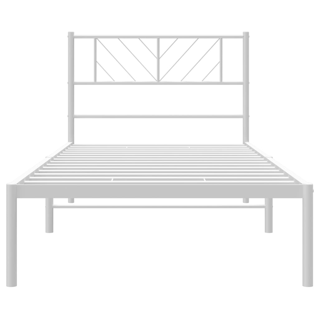 vidaXL Cadre de lit métal sans matelas avec tête de lit blanc 90x200cm