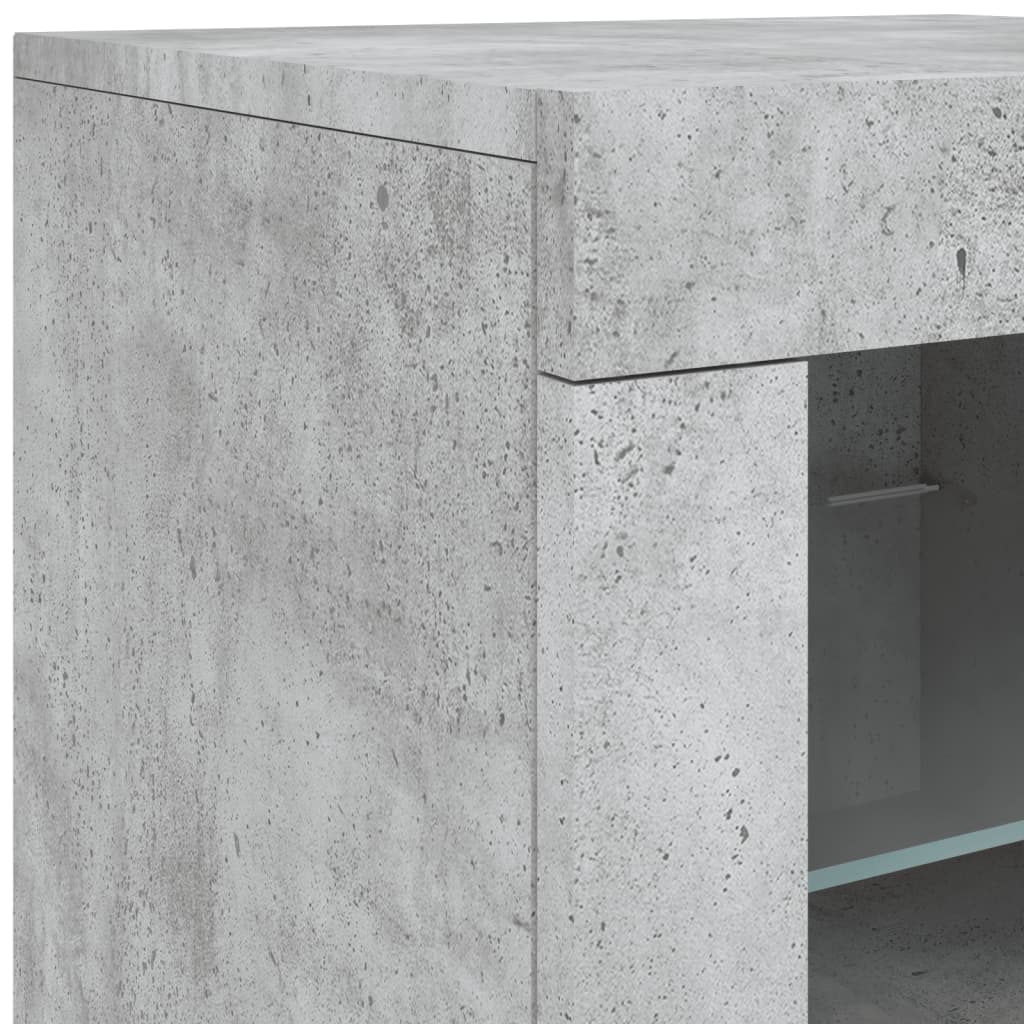 vidaXL Buffet avec lumières LED gris béton 60,5x37x67 cm