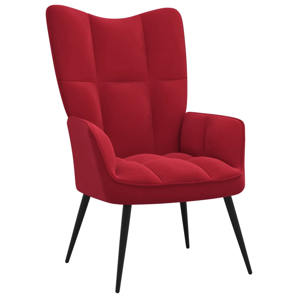 vidaXL Chaise de relaxation avec tabouret Rouge bordeaux Velours