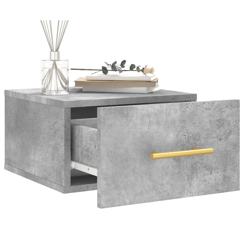vidaXL Table de chevet murale gris béton 35x35x20 cm
