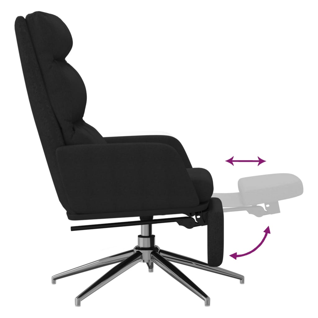 vidaXL Chaise de relaxation avec repose-pied Noir Tissu