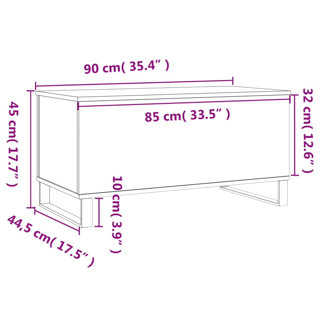 vidaXL Table basse Chêne marron 90x44,5x45 cm Bois d'ingénierie