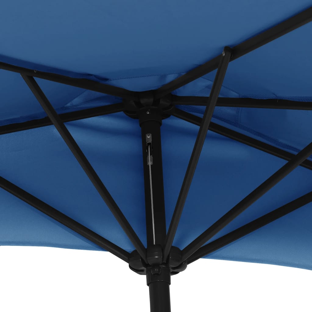 vidaXL Parasol de balcon avec mât en aluminium Bleu 270x144x222cm Demi