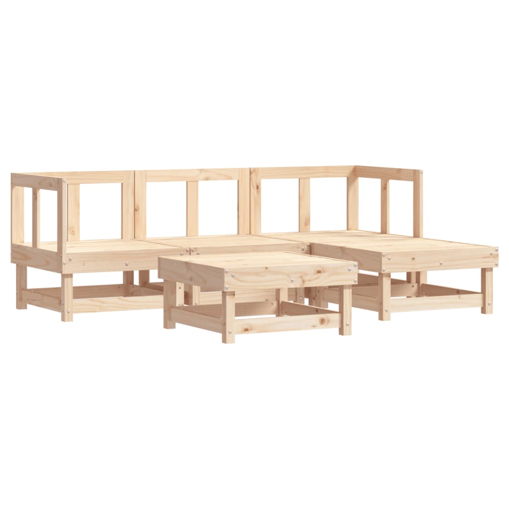 vidaXL Salon de jardin 5 pcs avec coussins bois massif