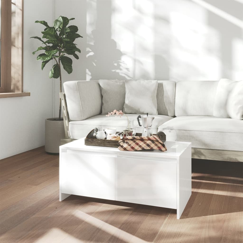 vidaXL Table basse blanc brillant 90x50x41,5 cm bois d'ingénierie