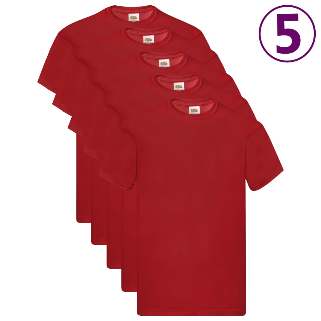 Fruit of the Loom T-shirts originaux 5 pcs Rouge L Coton