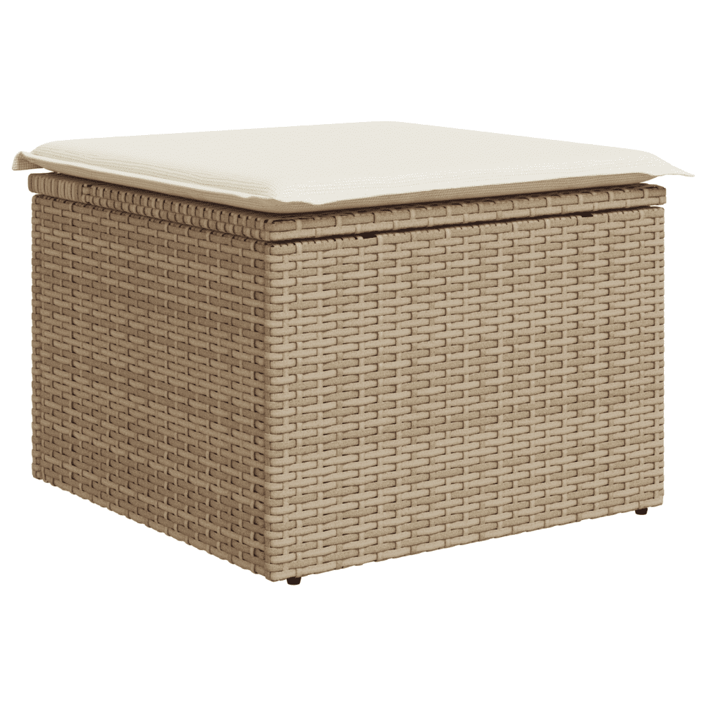 vidaXL Salon de jardin avec coussins 9 pcs beige résine tressée