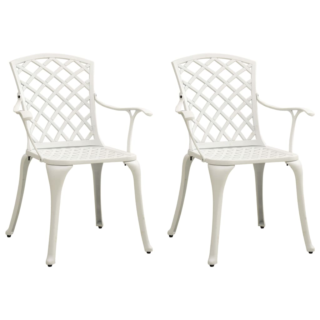 vidaXL Chaises de jardin lot de 2 Aluminium coulé Blanc