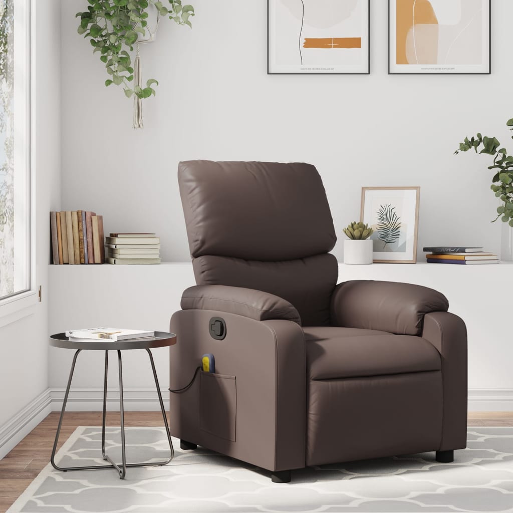 vidaXL Fauteuil de massage inclinable Marron Similicuir