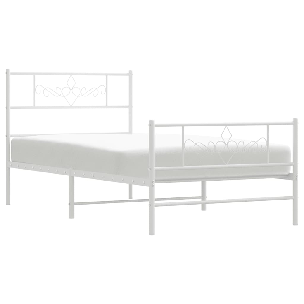 vidaXL Cadre de lit métal sans matelas avec pied de lit blanc 80x200cm