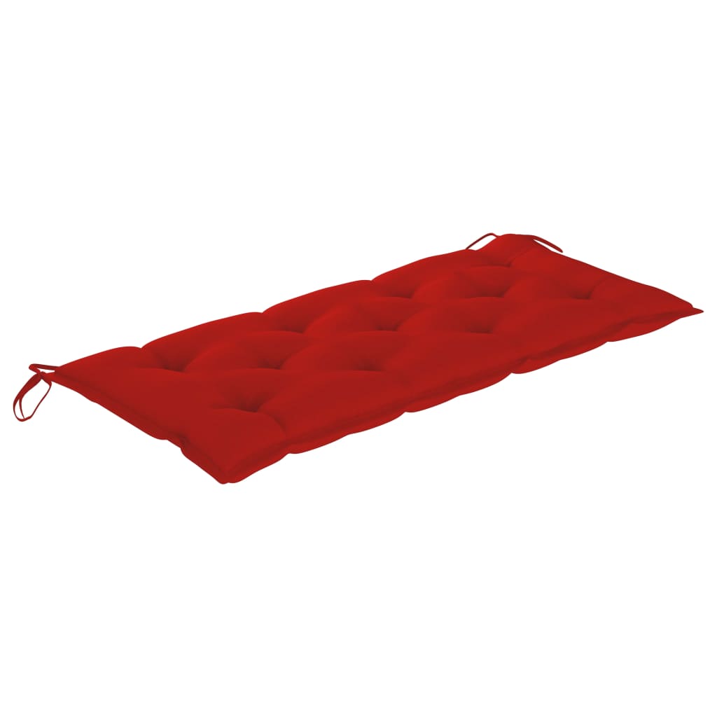 vidaXL Banc Batavia avec coussin rouge 120 cm Bois de teck massif